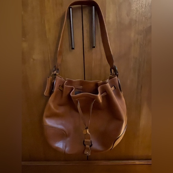 Salvatore Ferragamo, Vintage Caramel Calf Leather Drawstring Hobo Bag - Picture 2 of 15